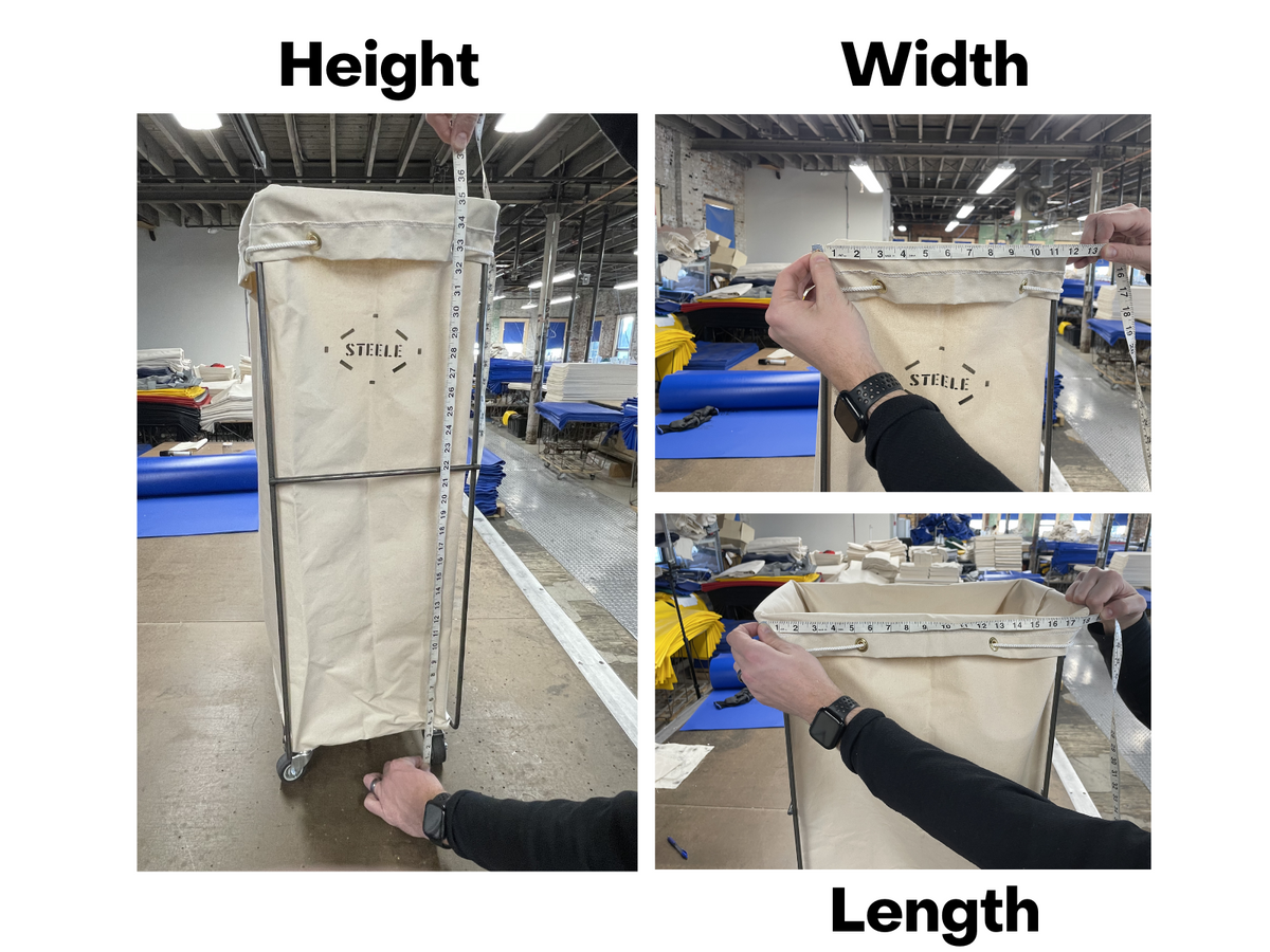 How We Measure Steele Canvas Trucks, Baskets, Caddies & Totes Steele
