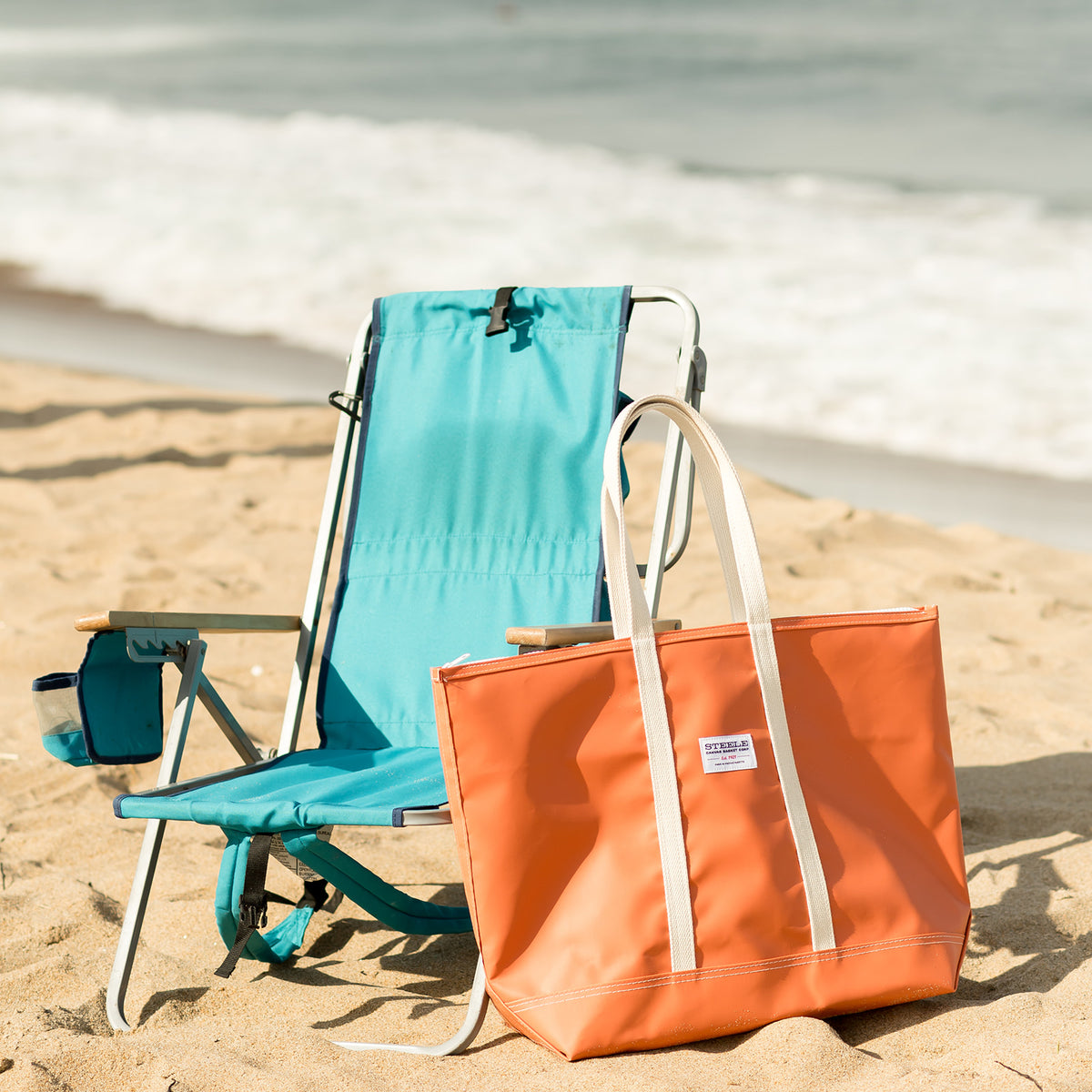 Orange Steeletex Zip Top Beach Tote Medium Steele Canvas Basket Corp