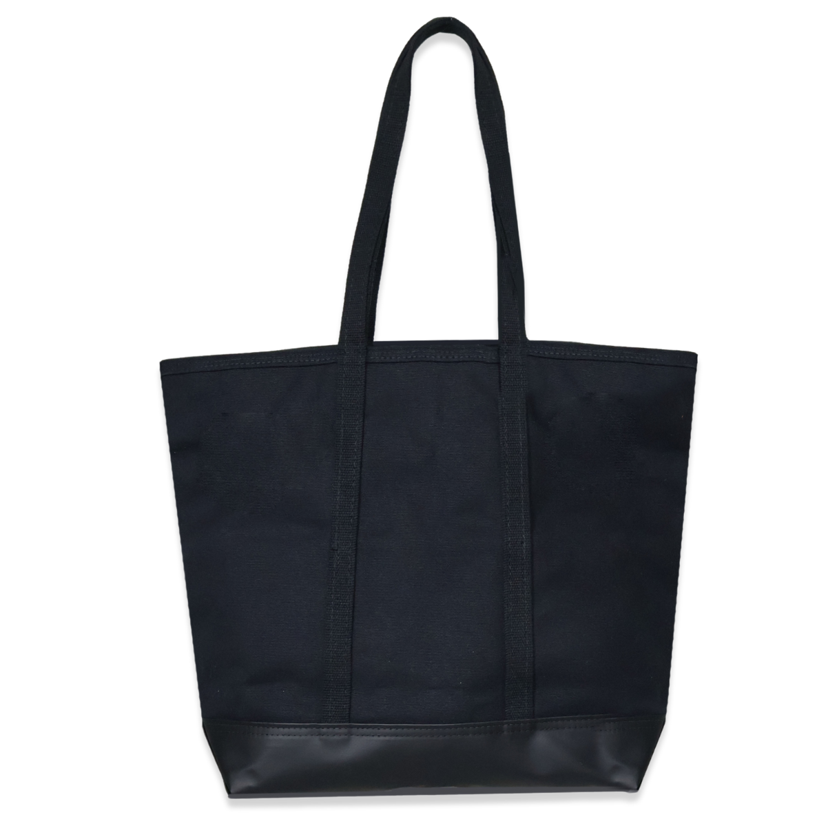 Black tote bag on a white background