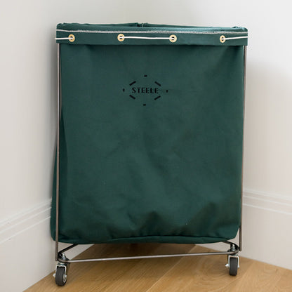 corner laundry hamper in hunter green
