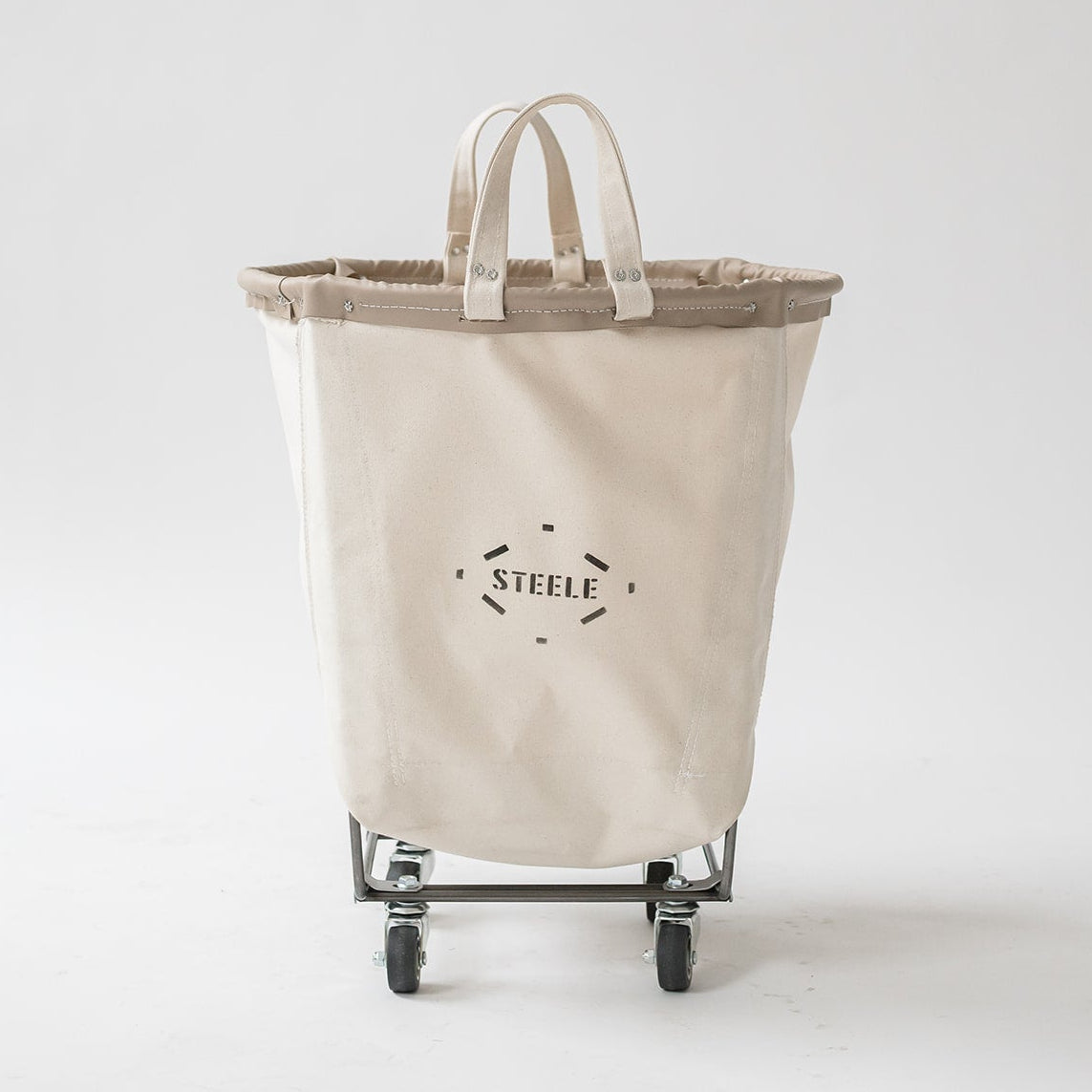 Canvas storage cart with 'STEELE' logo on a white background