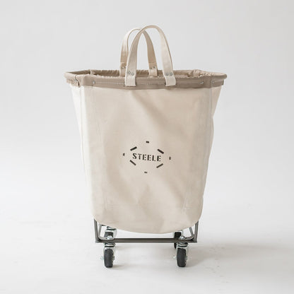 Canvas storage cart with 'STEELE' logo on a white background
