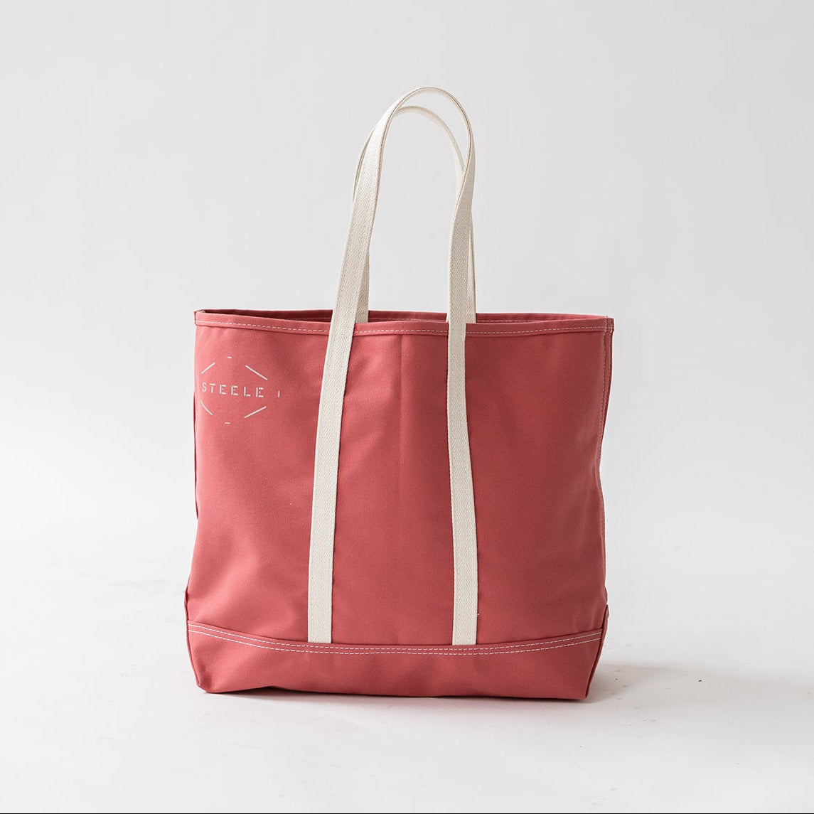 nantucket red tote on a white background