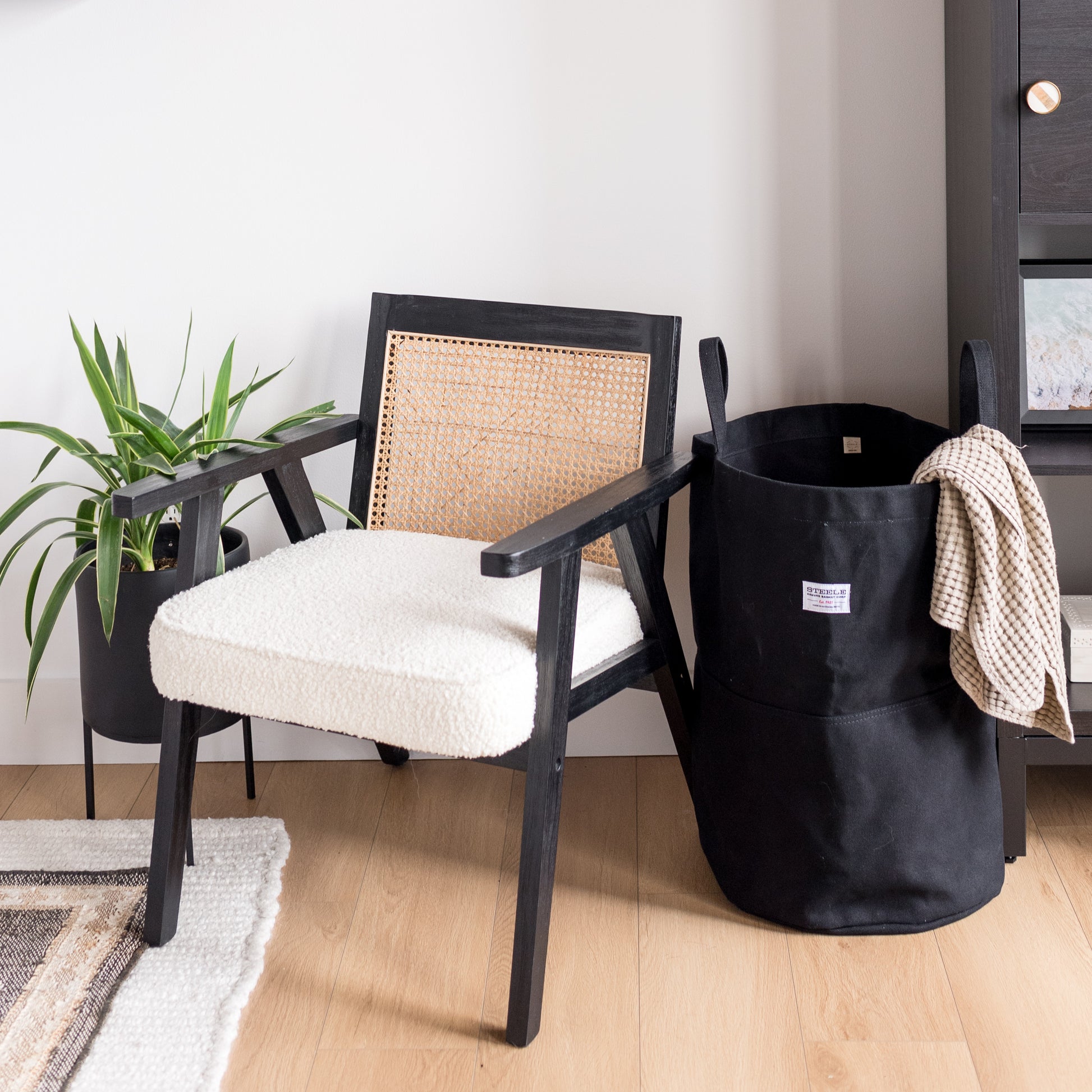 Black Tall Canvas Storage Bin