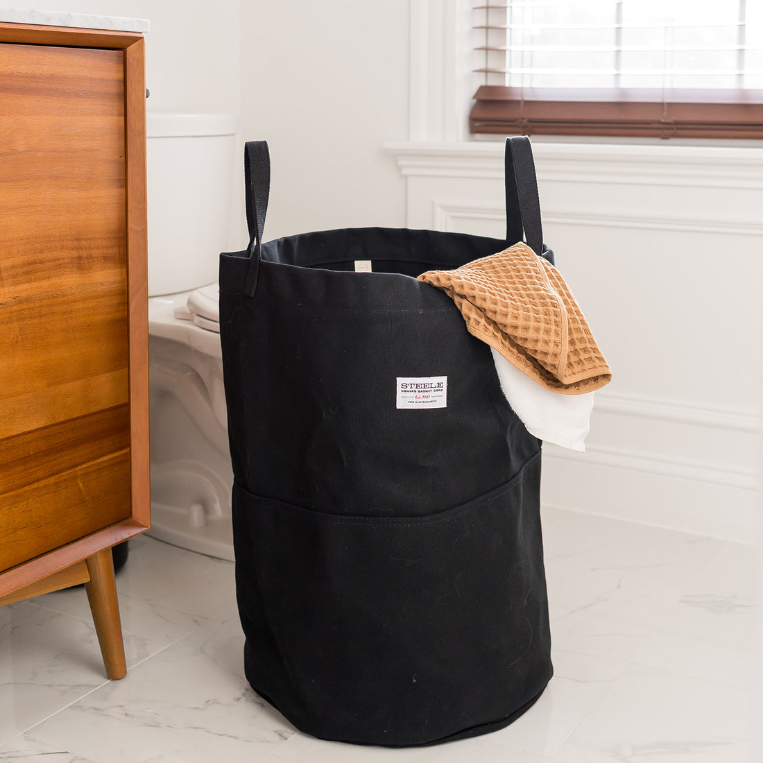 Black Tall Canvas Storage Bin