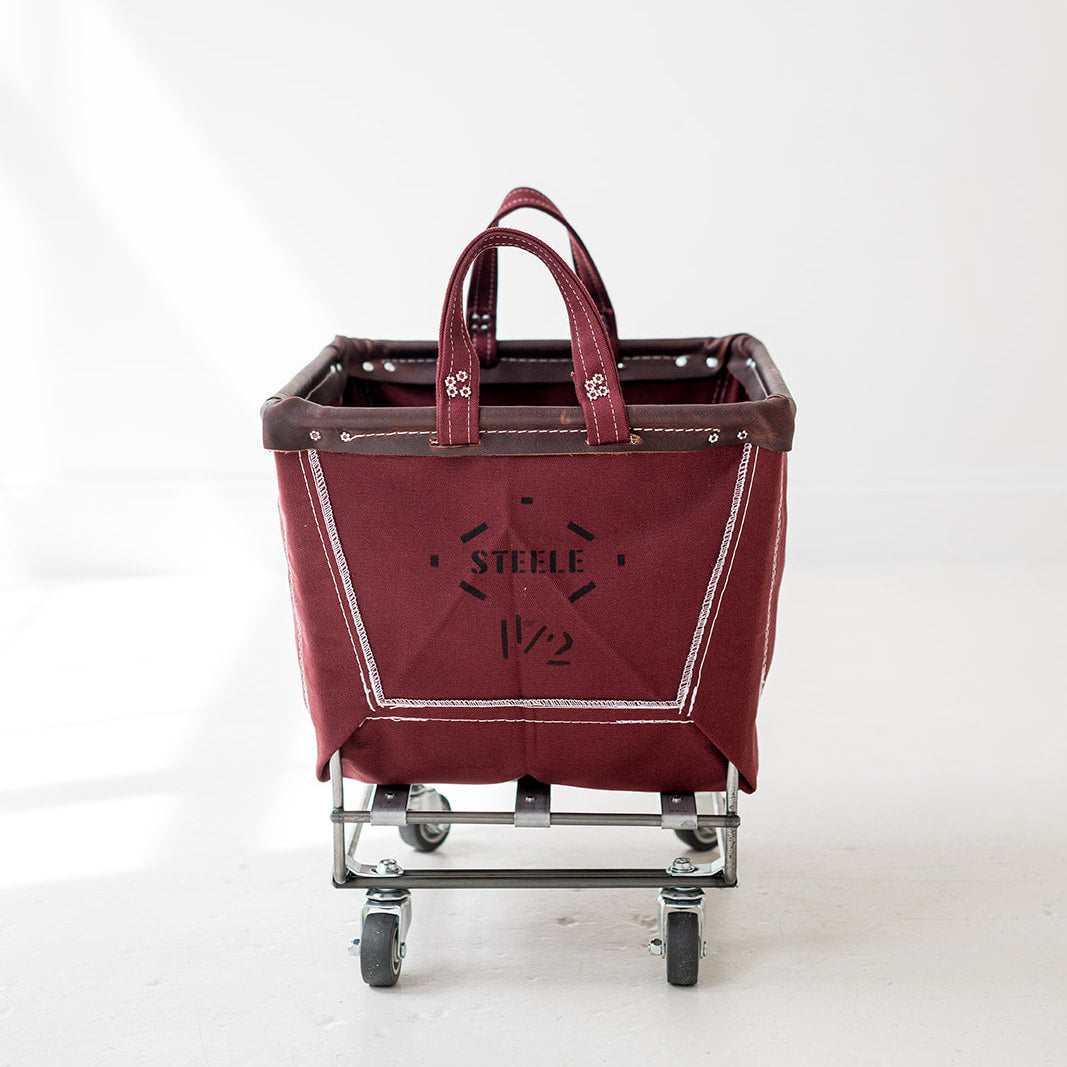 Auburn small cart with wheels on a white background