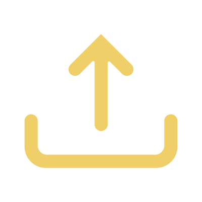 Yellow upward arrow icon on a white background