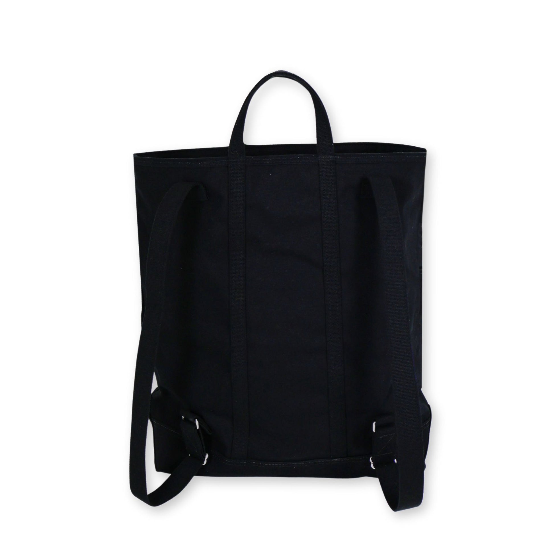 Black backpack on a white background